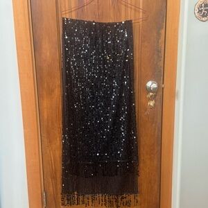 Lord & Taylor black sequin scarf wrap for special occasions large size 67” long